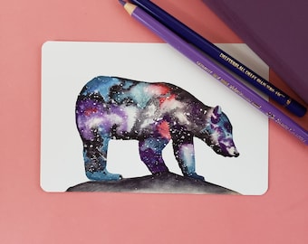 Galaxy Bear Postcard For Wildlife Lovers | 100% Recycled Paper