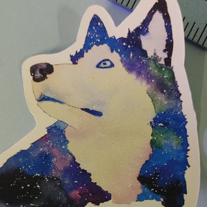 Sticker Husky galaxie pour les amoureux des animaux | Autocollant 2,5 pouces