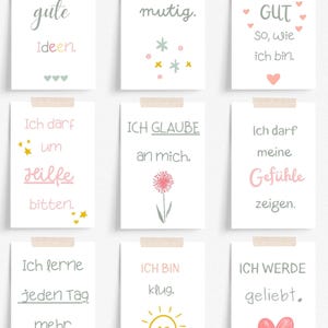 24 Affirmationskarten (PDF) für Kinder zum selbstausdrucken | Growth Mindset | Achtsamkeit | Positive Glaubenssätze | 6x9cm l A6 l 2 Größen