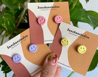 Colorful Smile Smiley Face Trendy Small Stud Earrings Girls Gift