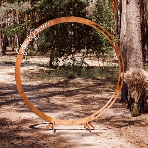 Round Wedding Arch For Ceremony, Wooden Arch With Personalisation, Backdrop Stand, Circle Arch, Wedding Venue Decor