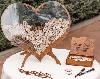 Cadeau de mariage Livre d'or rustique Alternative en acrylique, plaque de mariage en bois, décoration de mariage automnale, boîte de rangement pour des conseils sur la cérémonie