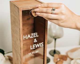 Custom Wine Cork Holder, Home Decoration Cork Shadow Box, Couple Gift Wine Storage Box, Personalized Text Valentine&#39;s For Her, Champagne Box