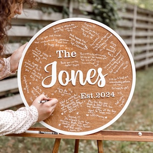 Unique Wooden Wedding Sign Guest Book Alternative Last Name and Date Family Sign Wall Decor Anniversary Gift
