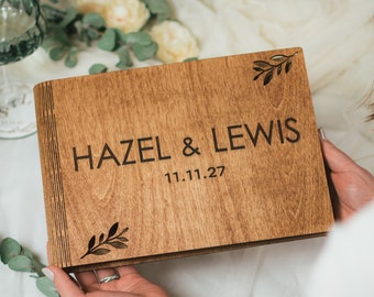 Wooden Photo Album With Names Personalized Anniversary Gift Wedding Guest Book Handmade Wooden Memory Book Valentines Day Gift Idea For Her