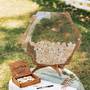 Personalized Guest Book Alternative - Wooden Guestbook Acrylic Wedding Sign Boho Wedding Sign Ceremony Guest Drop Box for Wishes