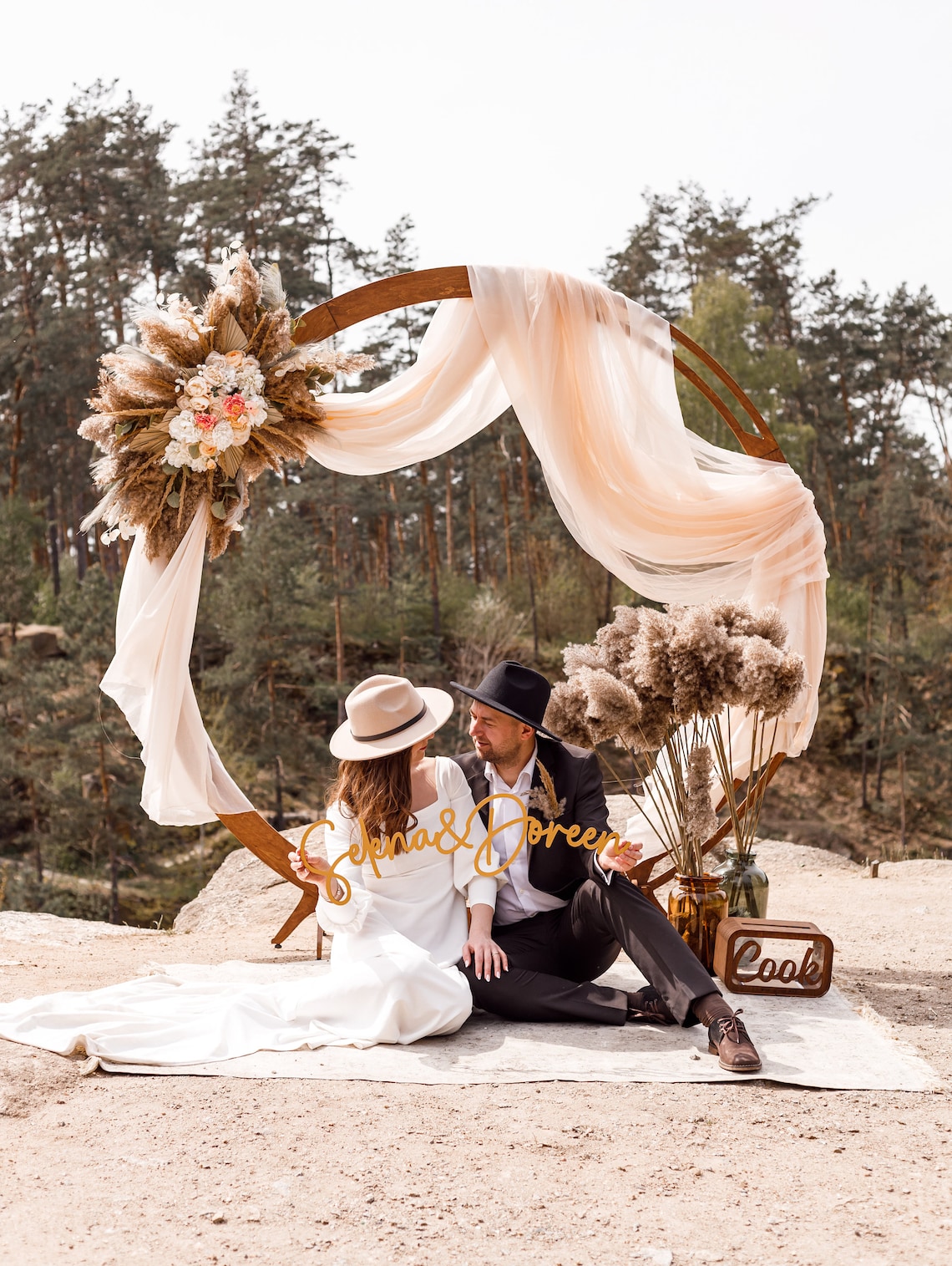 Rustic Outdoor Ceremony Arch Hexagon Wedding Arch Circle