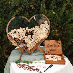 Guest Book Alternative for Wedding Ceremony, Personalized Wooden Drop Box Wedding, Reception Rustic Decoration Welcome Table