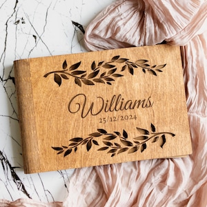 Wedding Guest Book, Personalized Wooden Photo Album, Minimalist Hardcover Photo Book, Gift for Newlyweds, Wedding Anniversary Gift