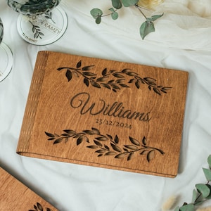 Personalisiertes Hochzeitsalbum mit Kalligraphie Namen Gästebuch aus Holz Neues Familiengeschenk Geschenk zum 5