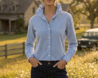 Ruffle Collar -  Upcycled Dress Shirt