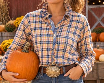 Ruffle Collar Shirt Upcycled