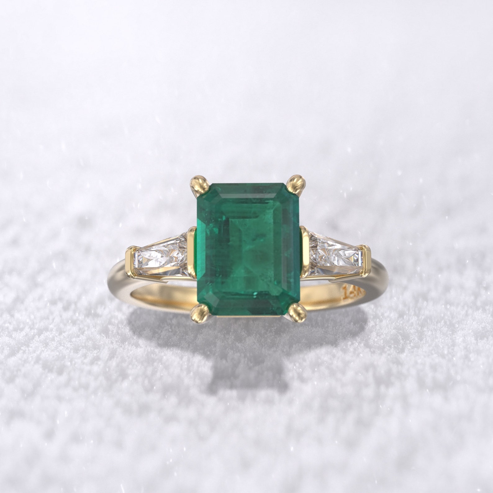 Art Deco Emerald Engagement Ring 2 Carat Colombian Emerald Lab Grown 8 ...