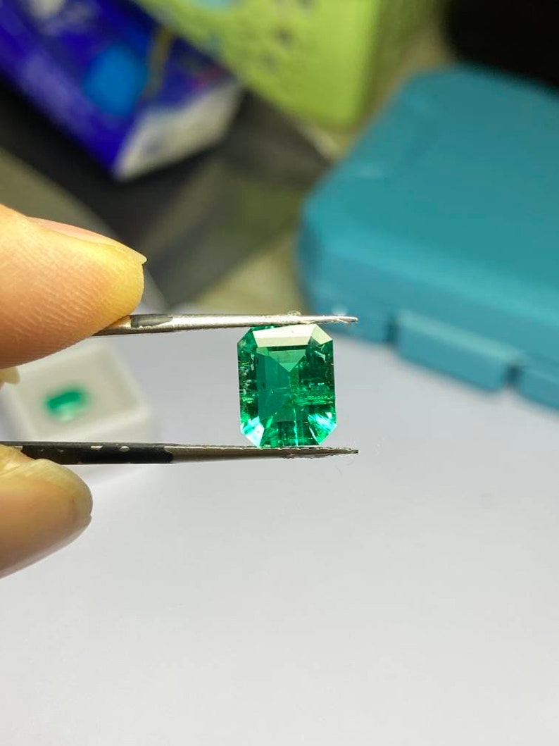 3ct Emerald Engagement Ring Colombian Emerald Lab Grown 3 - Etsy