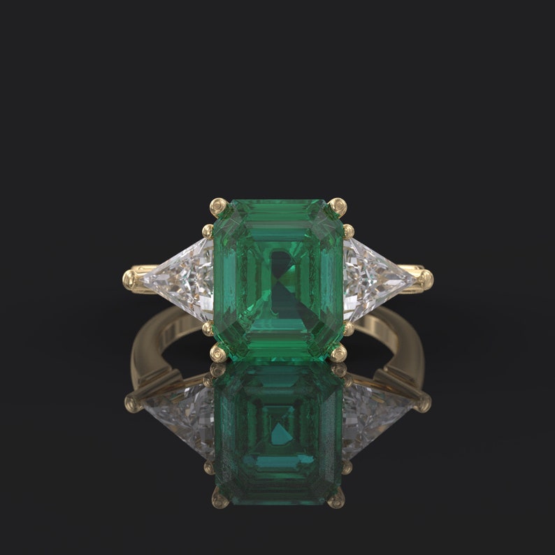 3ct Emerald Engagement Ring Colombian Emerald Lab Grown 3 - Etsy