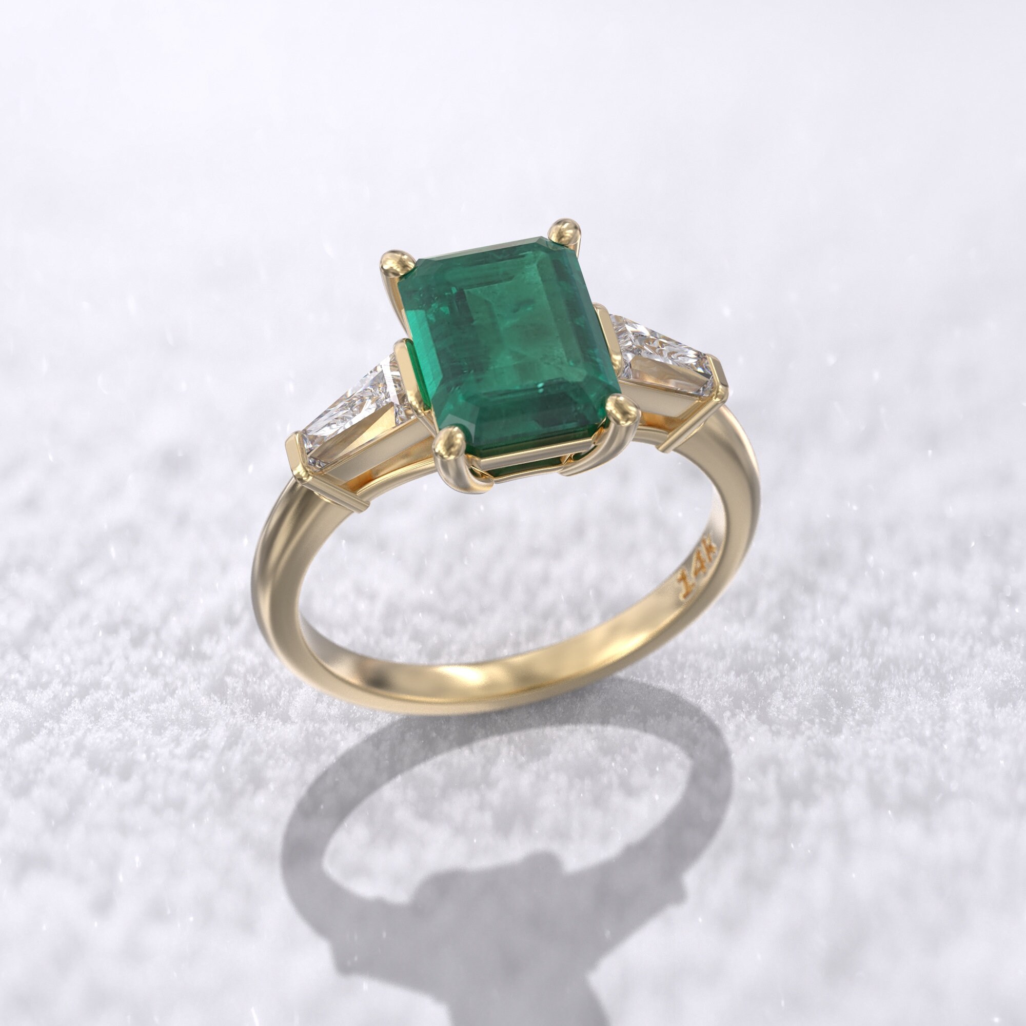 Art Deco Emerald Engagement Ring 2 Carat Colombian Emerald Lab Grown 8 ...