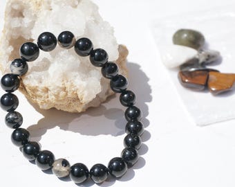 Empath Protection and Grounding: Black Tourmaline Bracelet & Mini Stones - handmade - 8mm beads