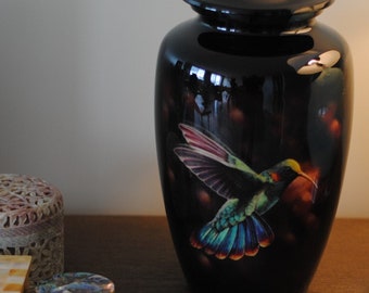 Hummingbird Cremation Urn: Maroon Memorial Handcrafted | Adult 10.5"