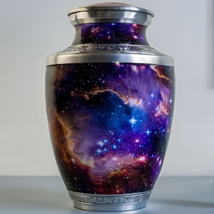 Galactic Peace : Cremation Urn for Human Ashes | Galaxy Urn | Handcrafted Milky Way Urn | Cosmic Adult Urn | Large 10.5&quot; | with Velvet Bag