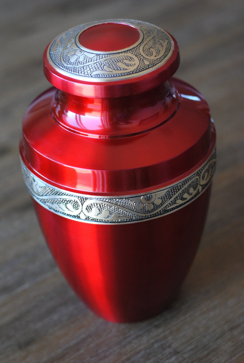 Crimson Cremation Urn for Human Ashes Brass Golden Cremation Etsy