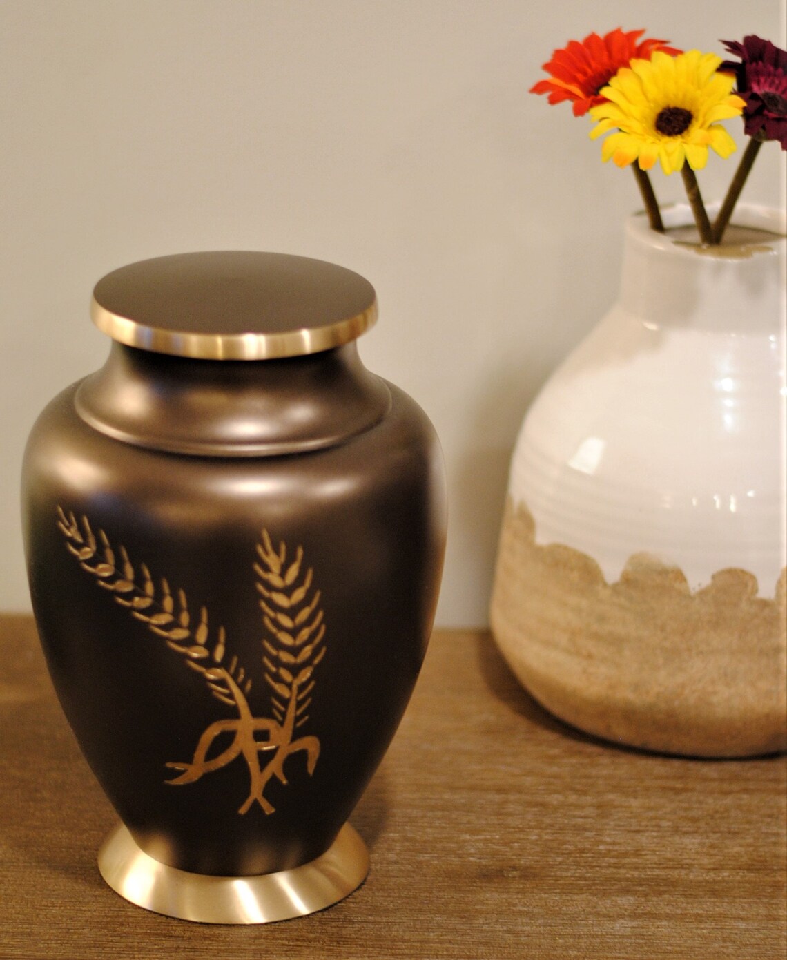 Memorial Plant Cremation Urn for Human Ashes Umber Brown