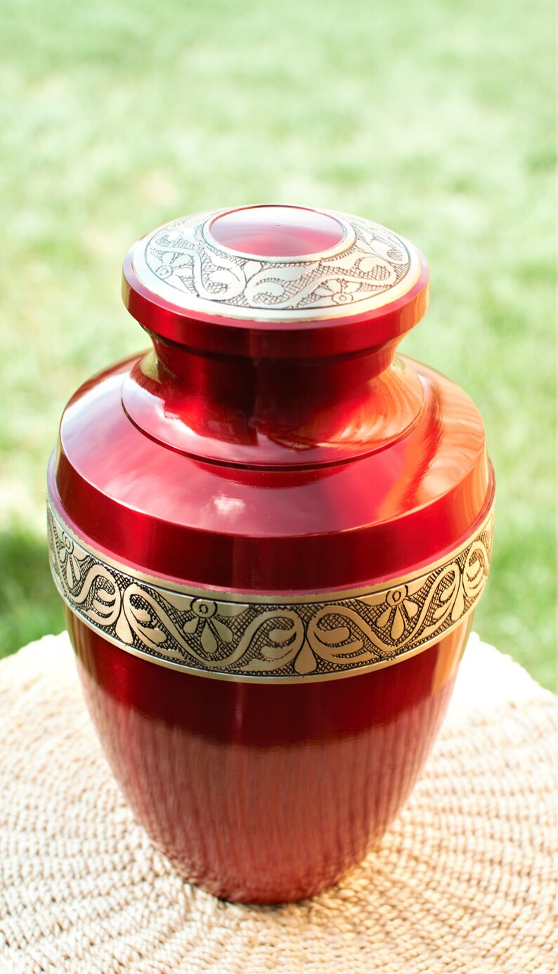 Crimson Cremation Urn for Human Ashes Brass Golden Cremation Etsy