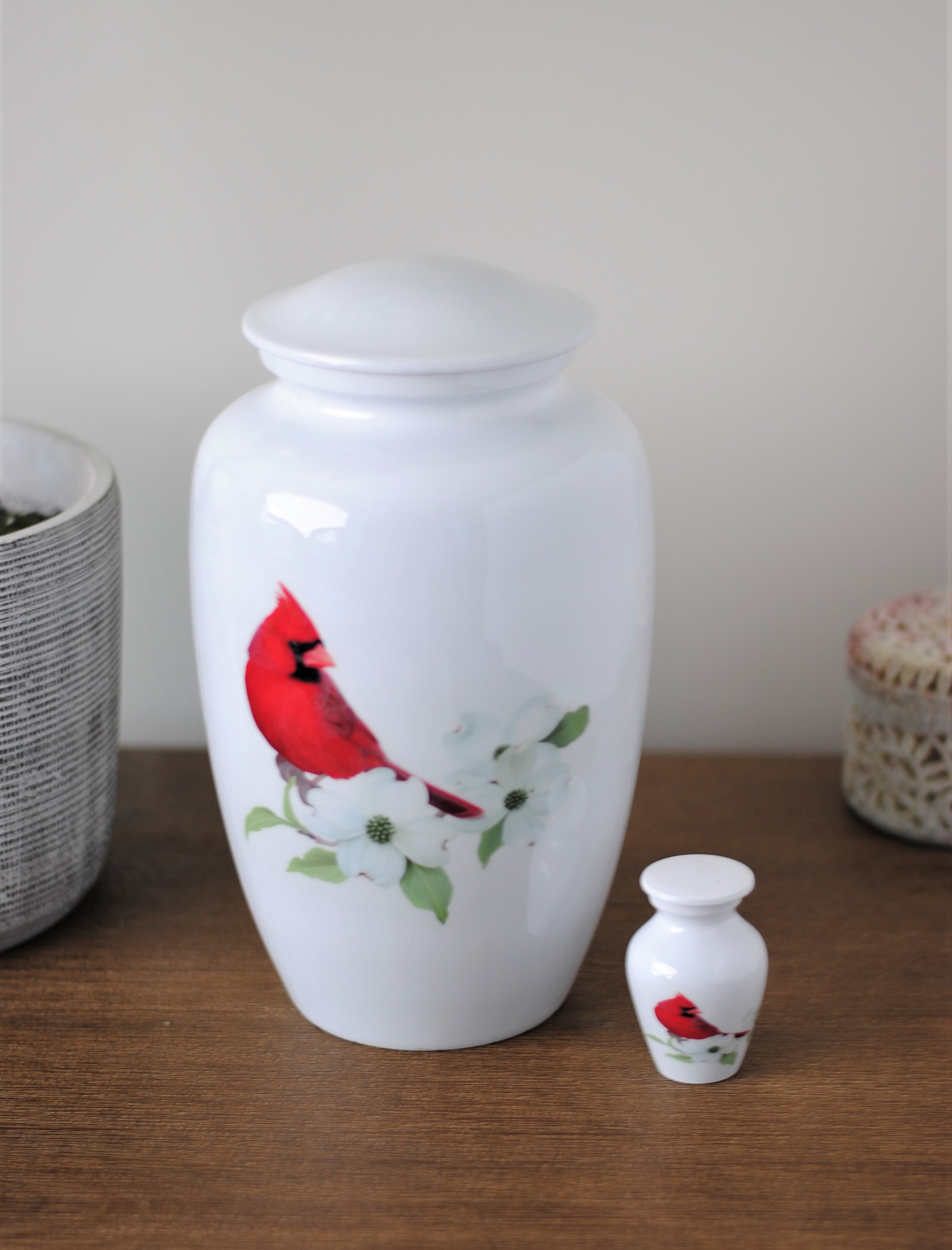 Solitary Soul White Cremation Miniature Urn Red Cardinal Etsy