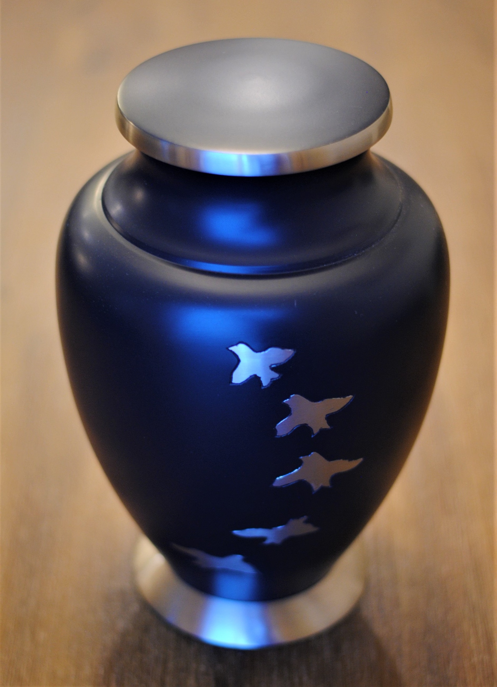 Midnight Blue Cremation Urn for Human Ashes Brass Doves Etsy