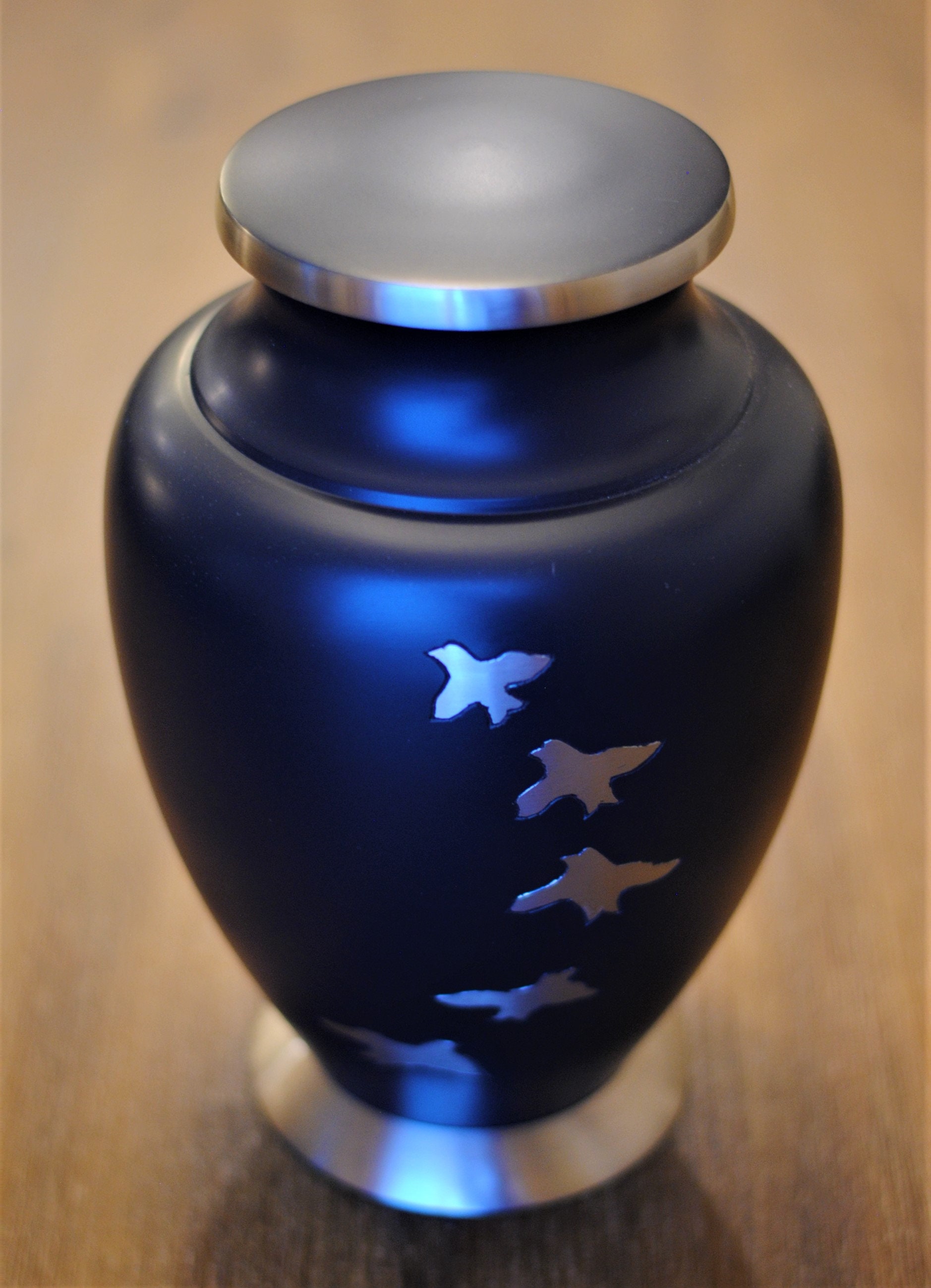 Midnight Blue Cremation Urn for Human Ashes Brass Doves Etsy