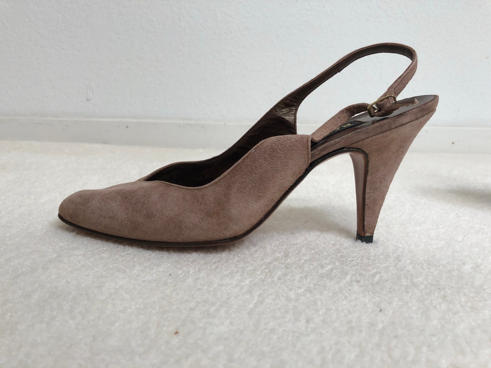 Vintage 90s Bally Slingback Heels in Blush Suede - Etsy UK