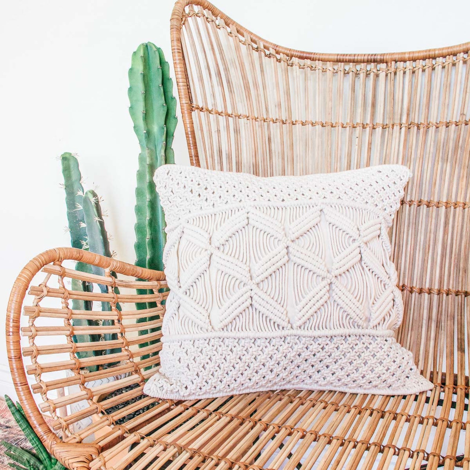 Macrame Throw Pillow Cover 18 Boho Pillow Cover Etsy