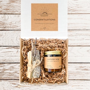 Congratulations Sage Cleansing Smudge Kit | Housewarming Candle Gift Box | New Home Energy Clearing Spiritual Meditation Gift basket