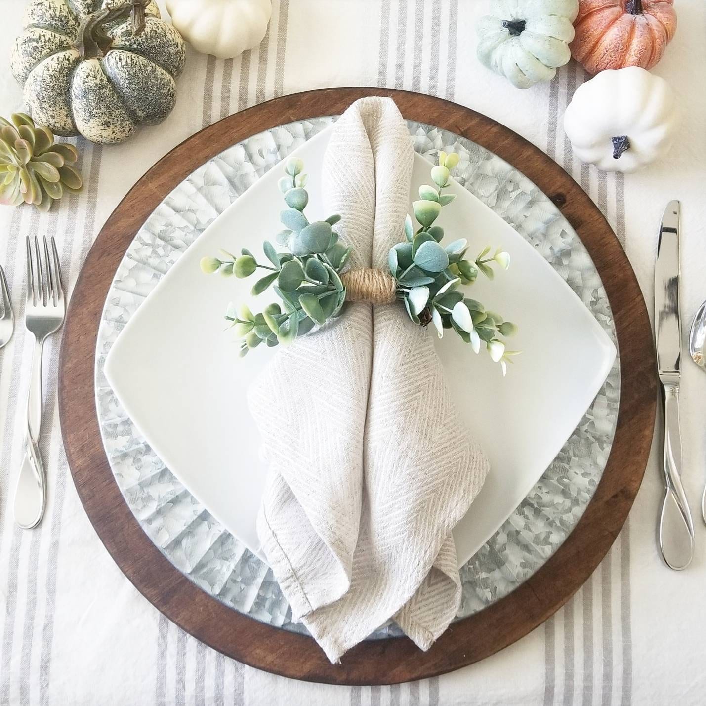 2 Eucalyptus Napkin Rings Farmhouse Table Decor Mini Modern Etsy