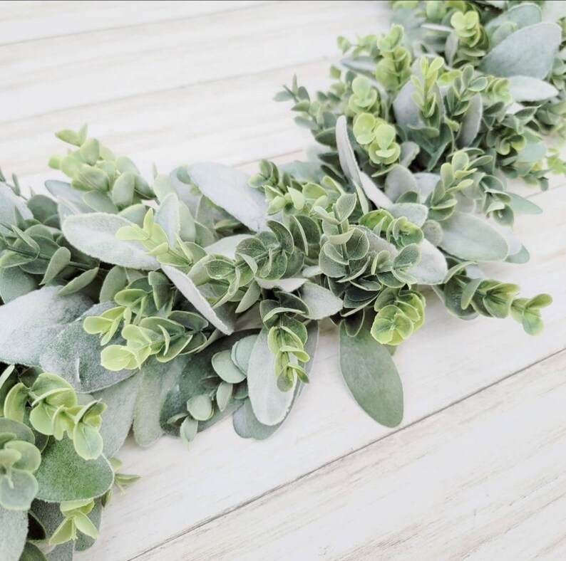 Farmhouse Lamb's Ear and Eucalyptus Garland for Etsy