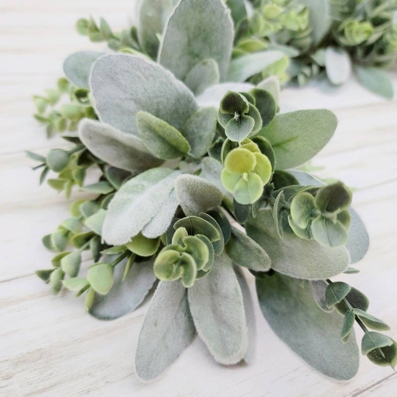 Farmhouse Lamb's Ear and Eucalyptus Garland for Etsy