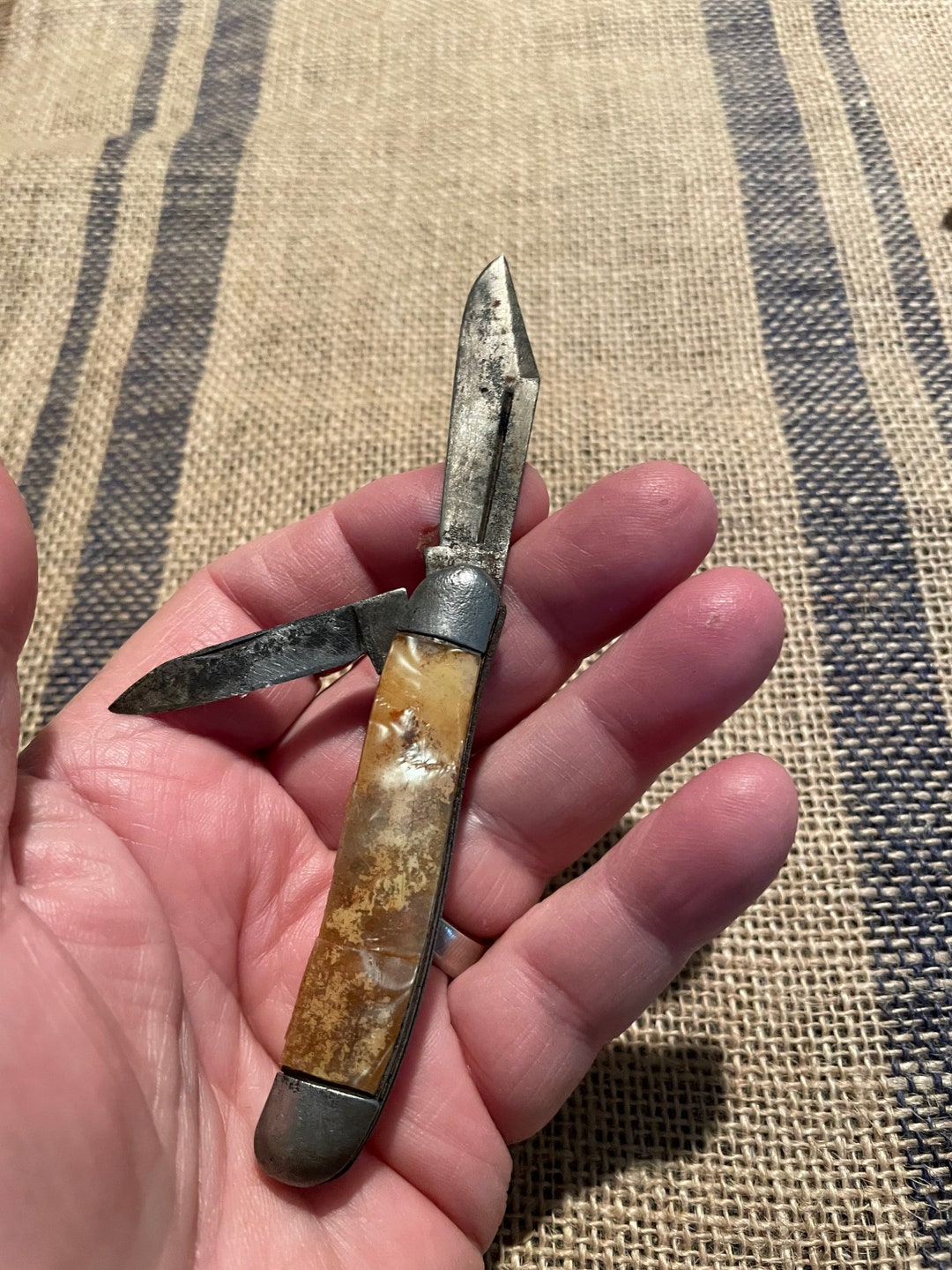 Vintage Pocket Knife, 2 Blade Pocket Knife, Mother of Pearl Handle. Etsy