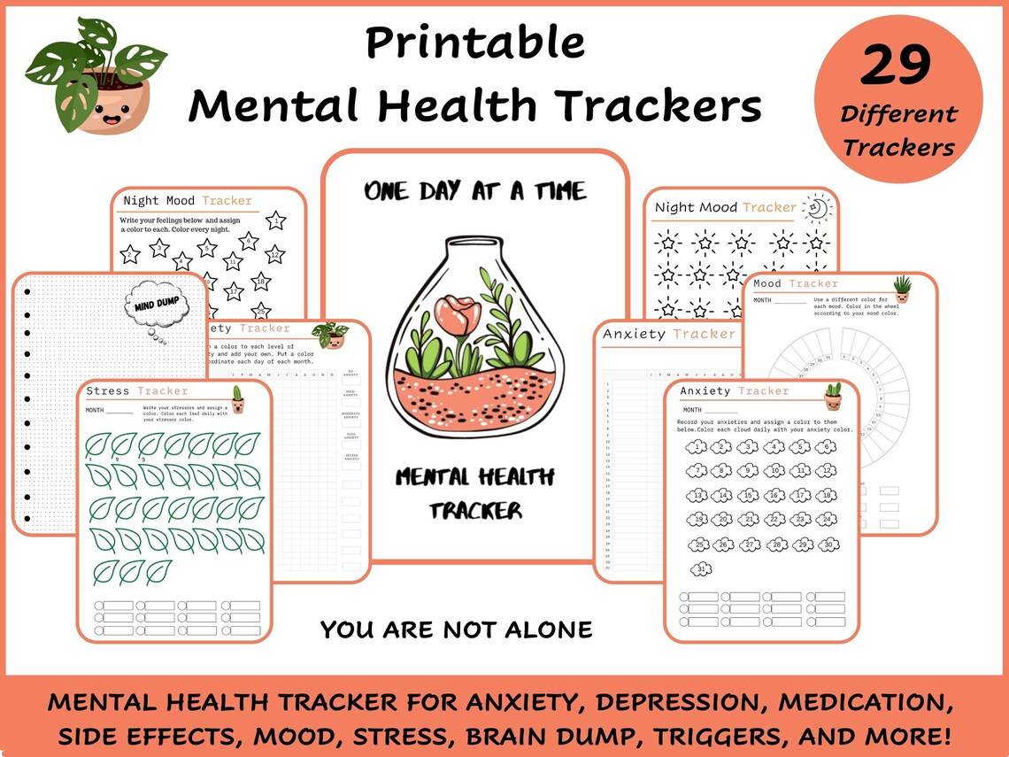 Mental Health Printable Planner /Tracker/Journal/ Workbook | Etsy