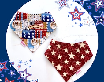 4th of July, Reversible Bandana, Pet Bandana, Dog Bandana, Cat Bandana, Patriotic, USA, America, Stars, Pet, Lady Liberty