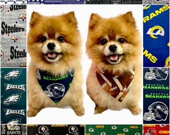 Football Pet Bandana, Reversible Bandana, NFL, Cowboys, Packers, Raiders, Chiefs, Eagles, Saints, Rams, Steelers, Texans