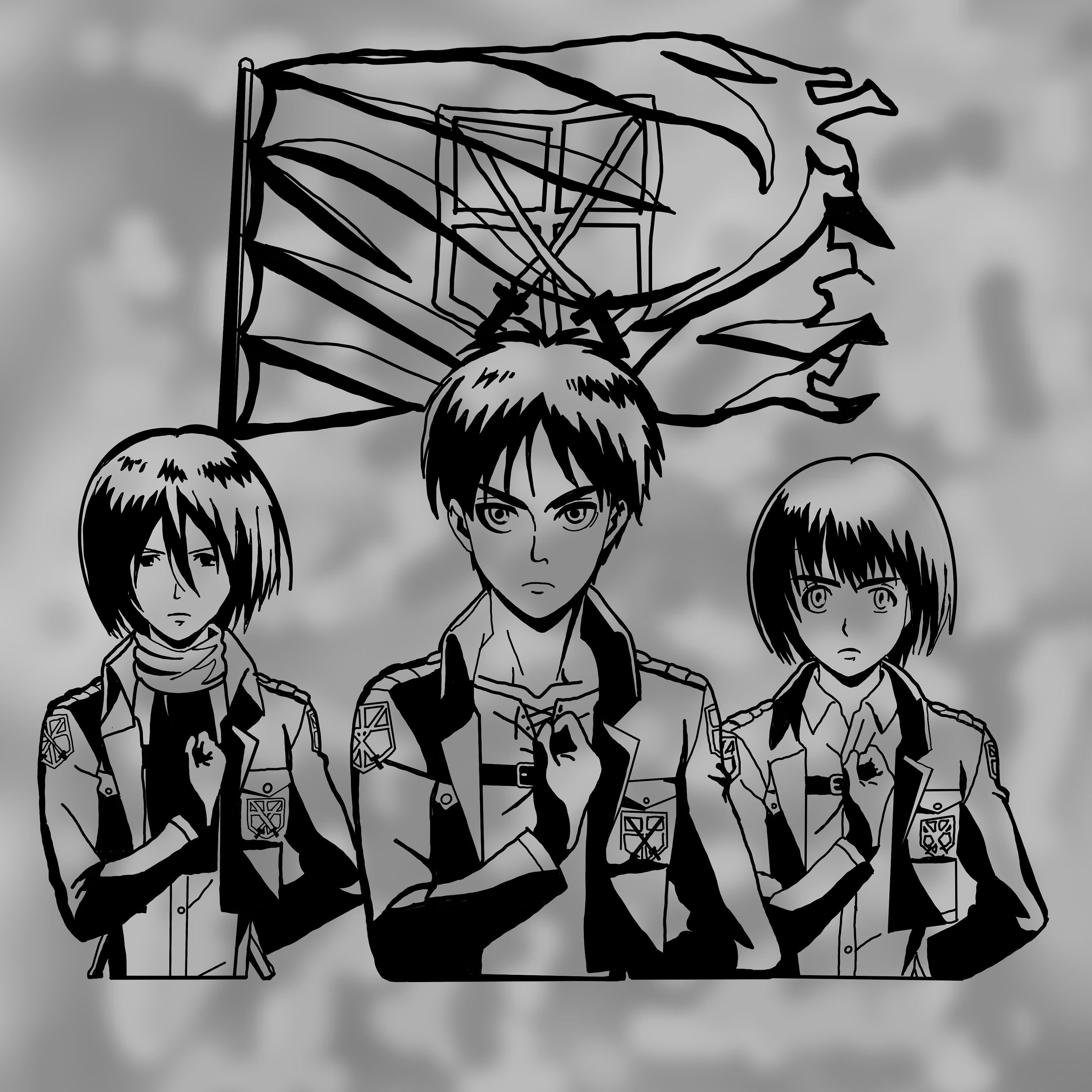 Mikasa Erin Arwin Salute From Attack On Titan Svg File Etsy
