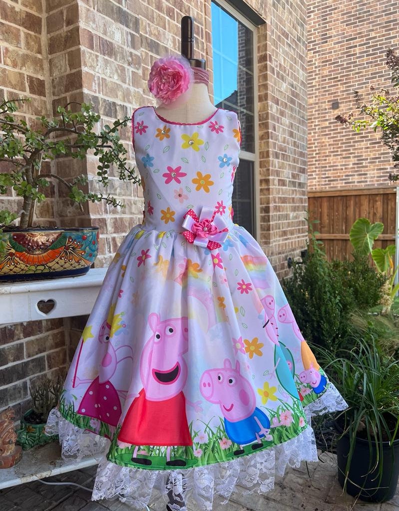 Peppa Pig Inspired Dress for Girls Peppa Pig Birthday Party Etsy