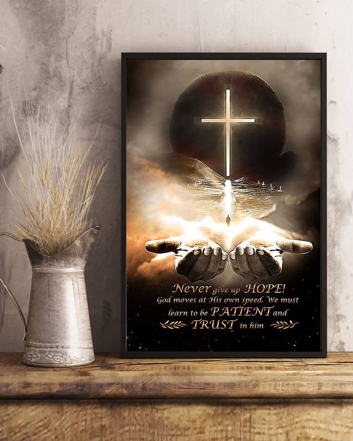 Jesus Poster Faith Over Fear Poster Never Give Up Hope Etsy