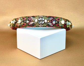 HANDMADE - Jacquard Beaded Headband Unique Design 1