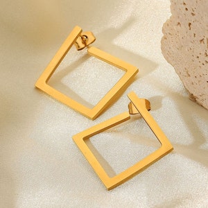 Geometric Trend Square Huggie Earring 18K Gold Plated image 5
