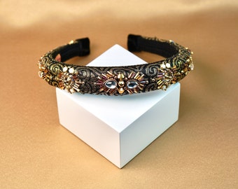 HANDMADE - Jacquard Beaded Headband Unique Design 3