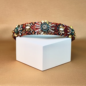 HANDMADE - Jacquard Beaded Headband Unique Design 4
