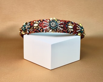 HANDMADE - Jacquard Beaded Headband Unique Design 4