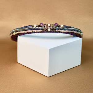 HANDMADE - Jacquard Beaded Headband Unique Design 6