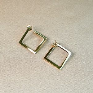 Geometric Trend Square Huggie Earring 18K Gold Plated image 1