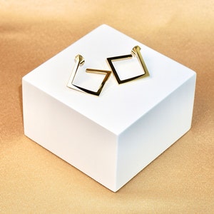 Geometric Trend Square Huggie Earring 18K Gold Plated image 2